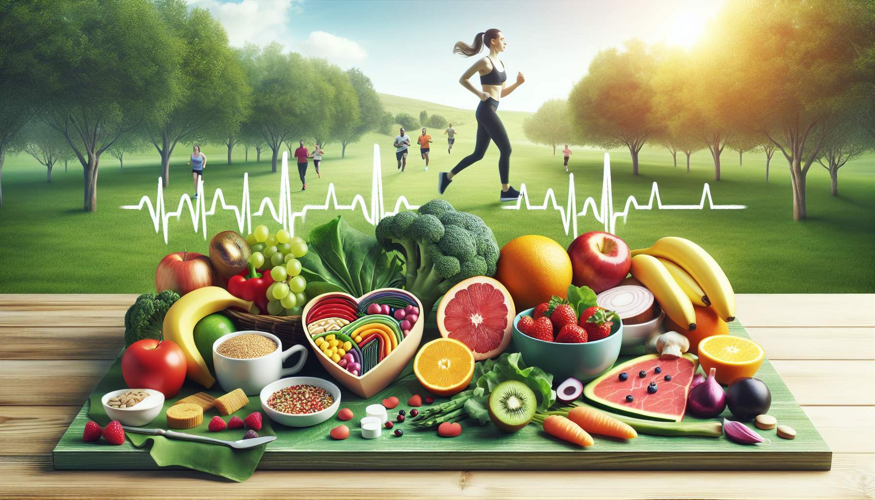 Illustratie van gezonde voeding en lichaamsbeweging