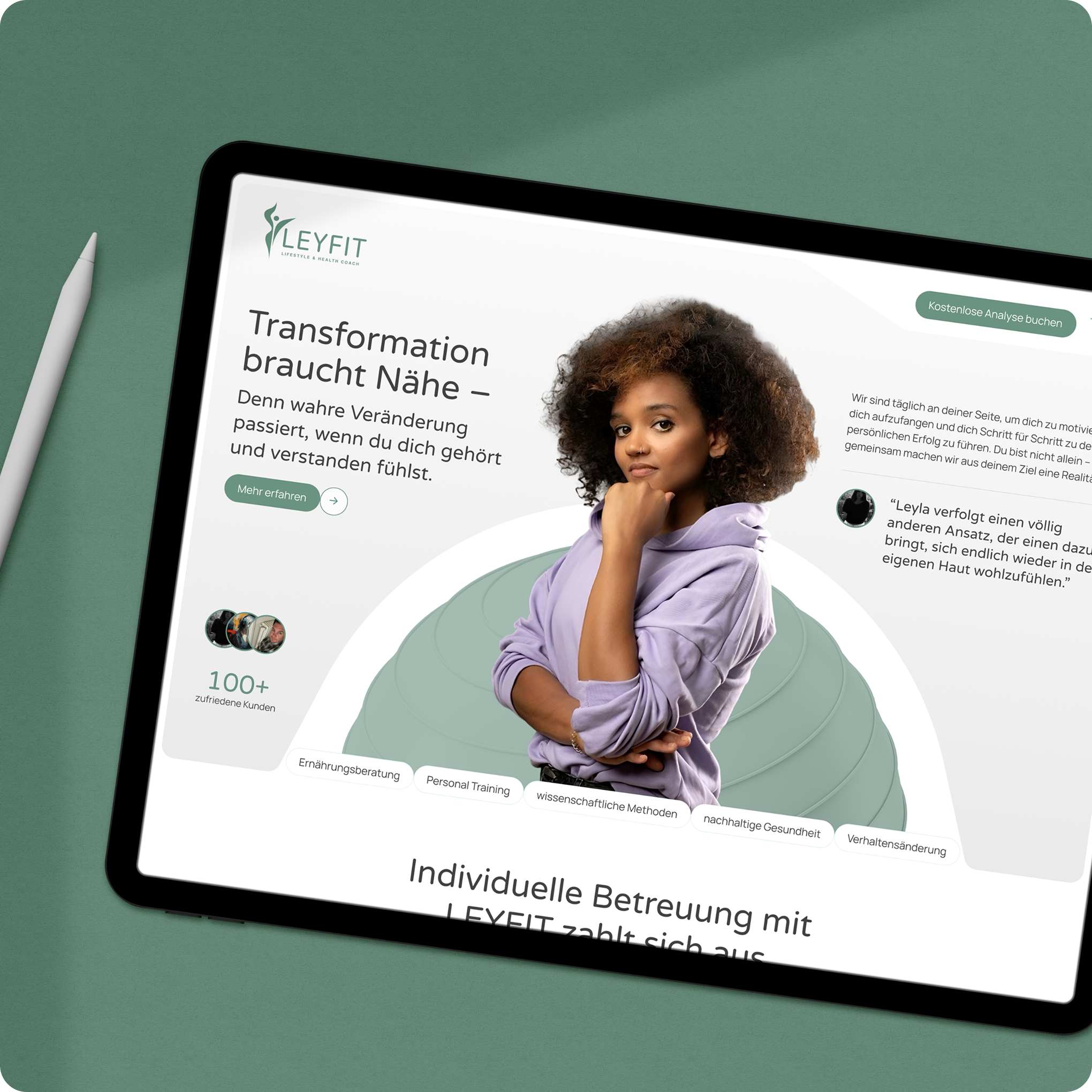Mockup einer Website mit vielen verschiedenen Ebenen der visuellen Hierarchie 