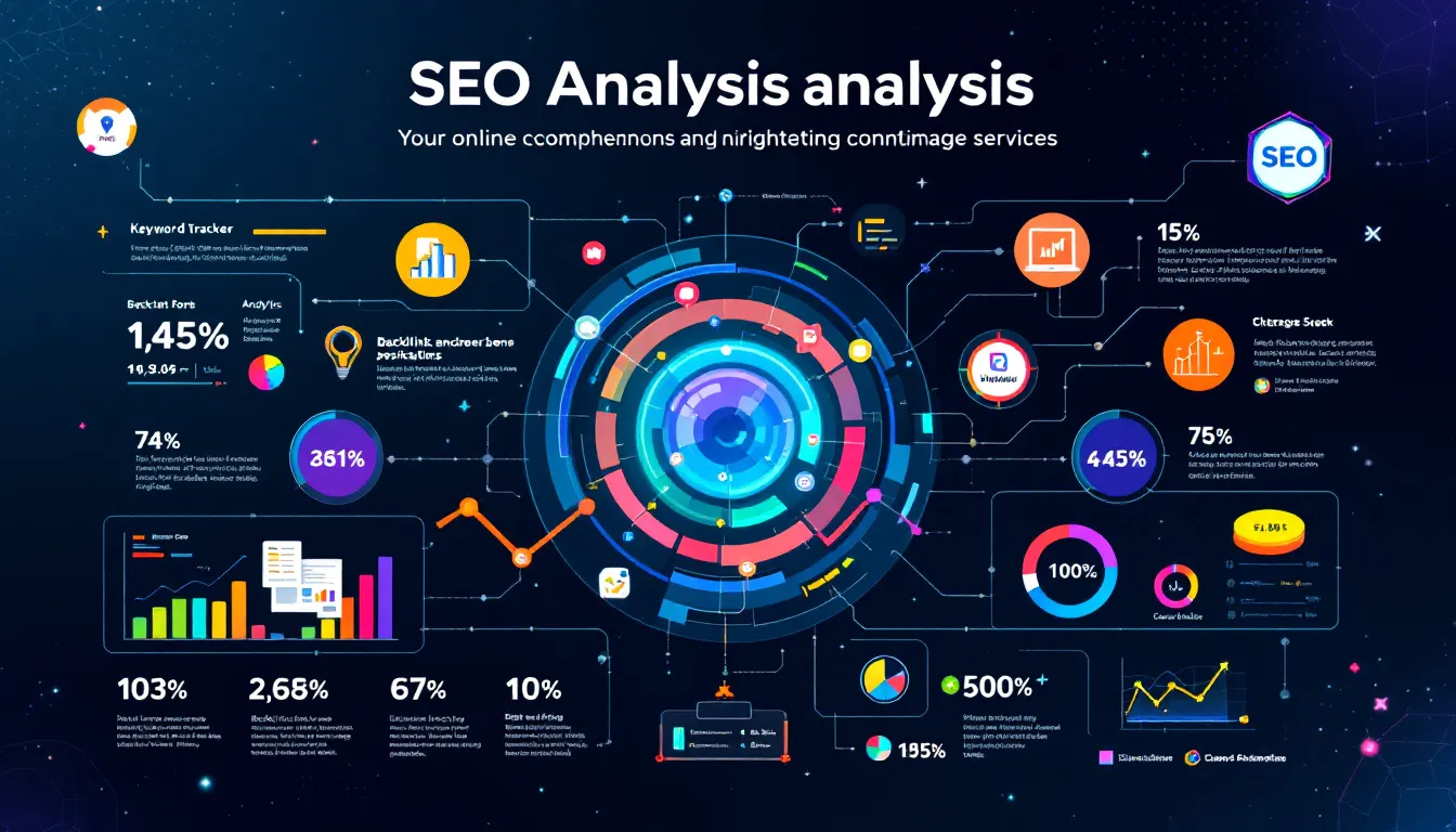 An overview of a comprehensive SEO analysis service, showcasing various analytics tools.