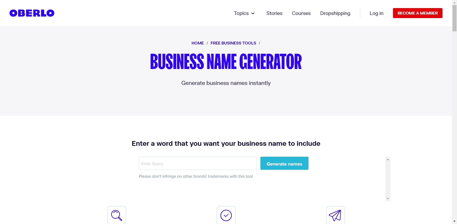 Oberlo Business Name Generator