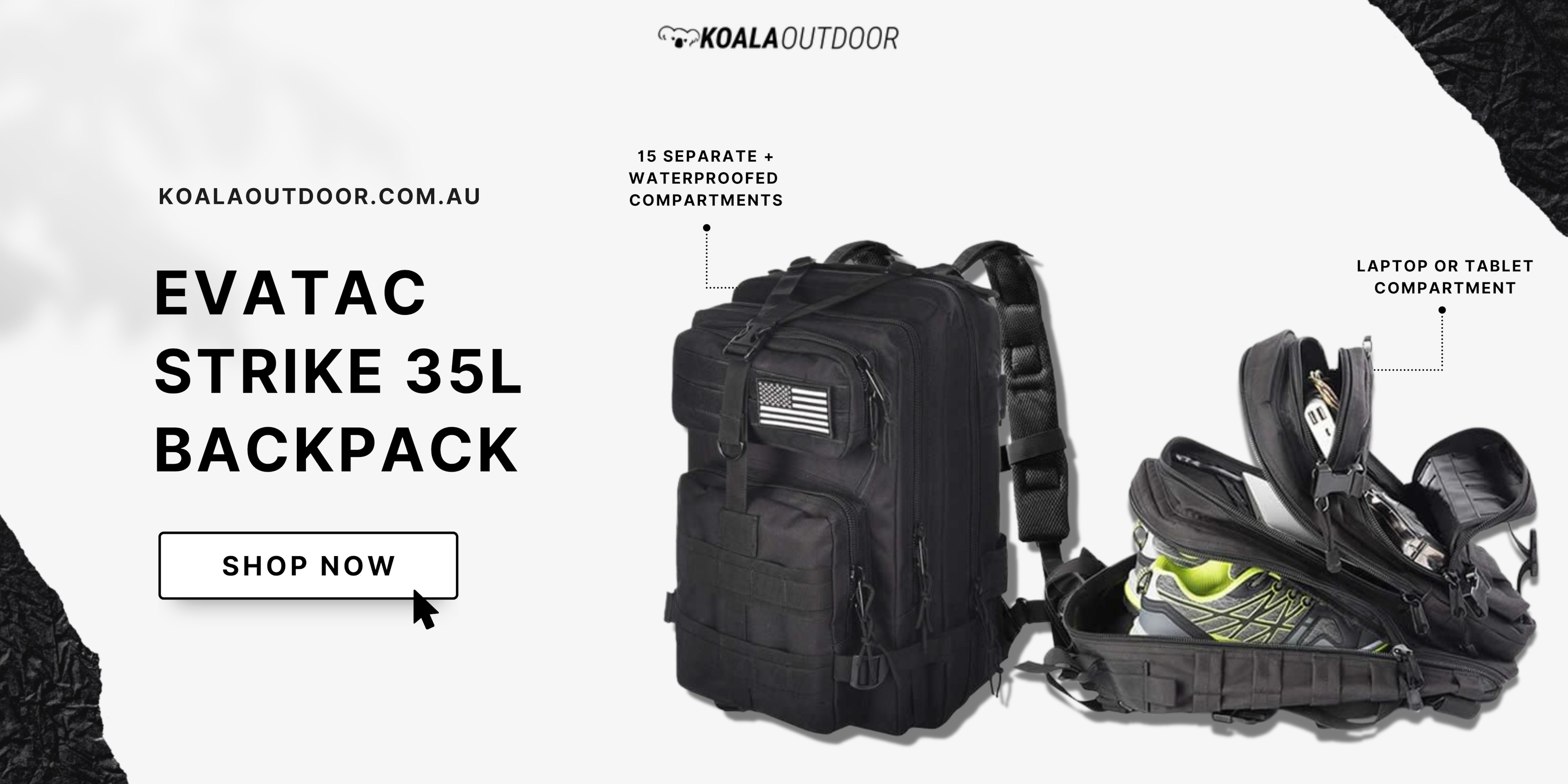 Evatac 35L Backpack with padded shoulder strap and main compartment
