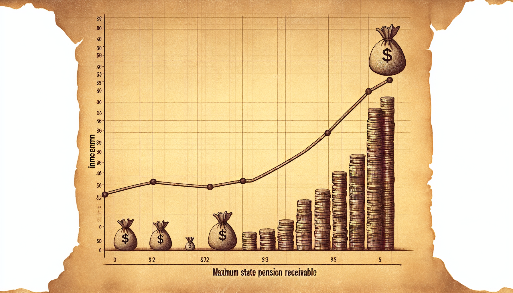 Diagram över inkomst och maximal allmän pension