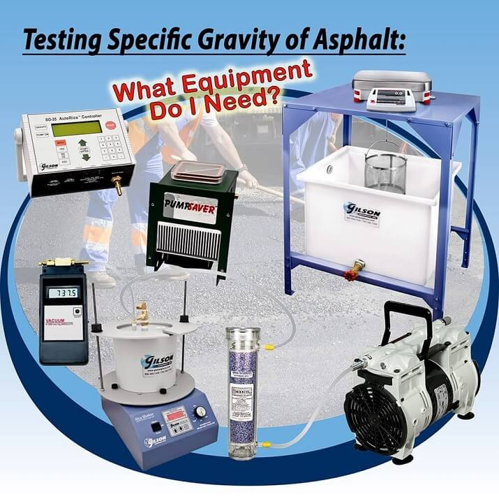 A laboratory technician measuring specific gravity of asphalt sample