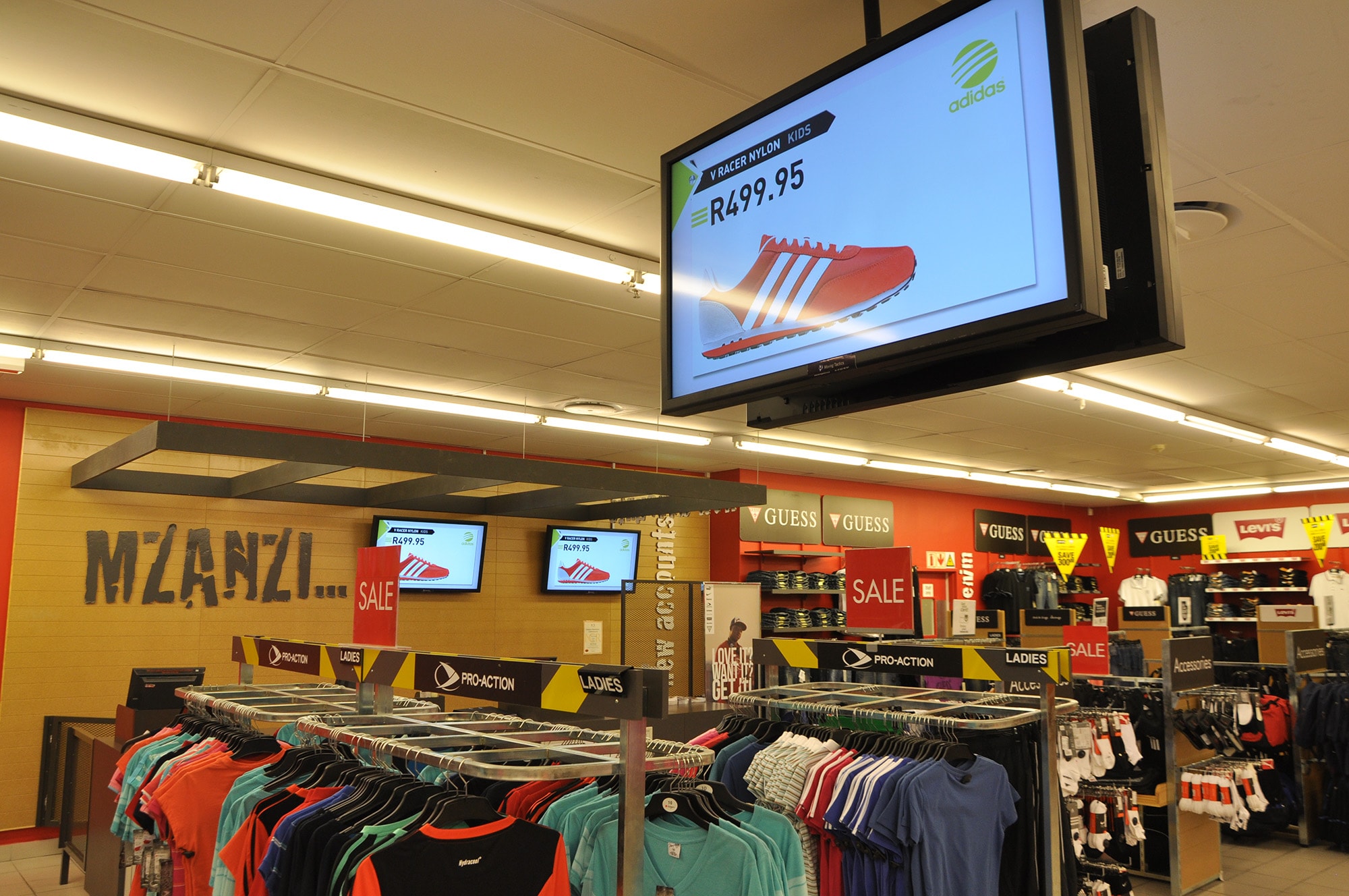 digital signage display showing ads