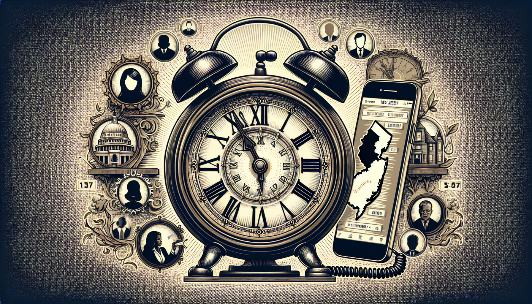Illustration of a clock with a phone, representing 24-hour answering service