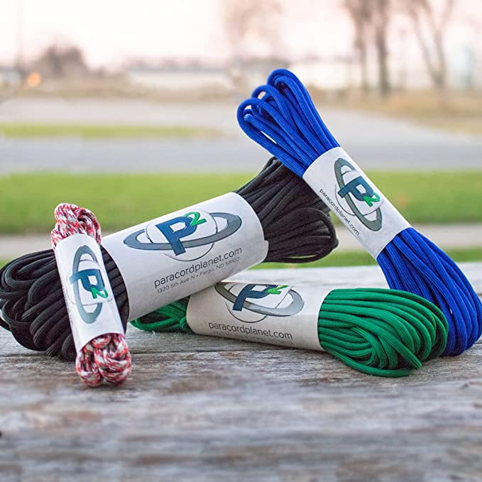 "Find Your Perfect Rope Manufacturer: Tips and Tricks for Choosing the Best Rope Products" 8 Paracord Planet 550lb Paracord in green, blue, black, and red and white colors.
