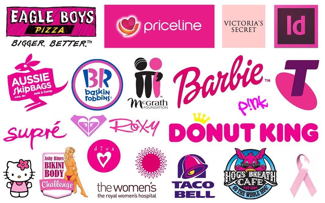 Highly popular brands with pink logos. 