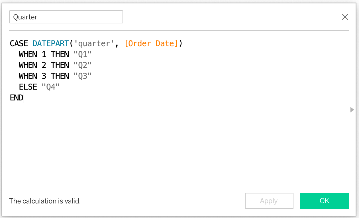 Tableau Case Statement