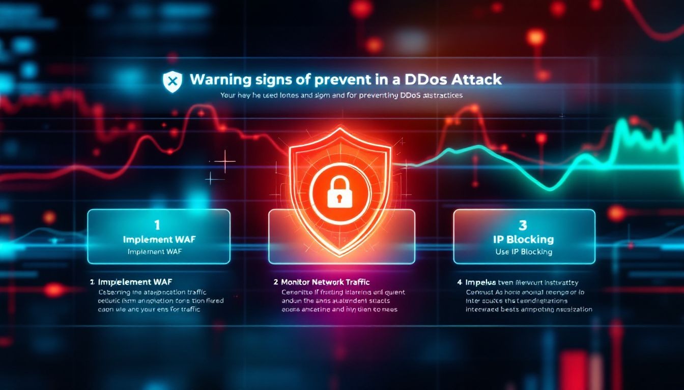 A visual representation of signs indicating a DDoS attack, such as unusual spikes in network traffic.