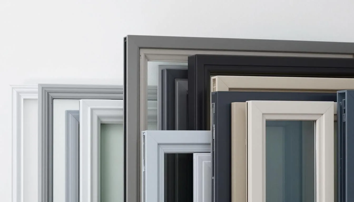 Een overzicht van verschillende kunststof kozijnen in diverse kleuren en afwerkingen, waaronder ook aluminium en houten opties. Deze kozijnen zijn ontworpen voor energie-efficiëntie en bieden een lange levensduur, ideaal voor zowel nieuwbouw- als renovatieprojecten.