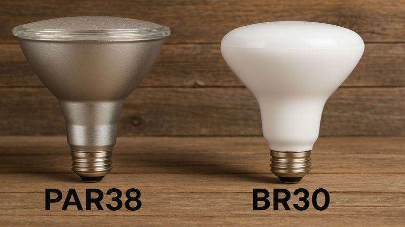 PAR38 and BR30 bulbs have different diameter 
