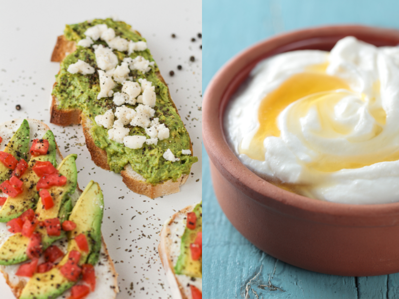 Avocado Toast and Greek Yogurt with Honey - mediterranean diet recipes​