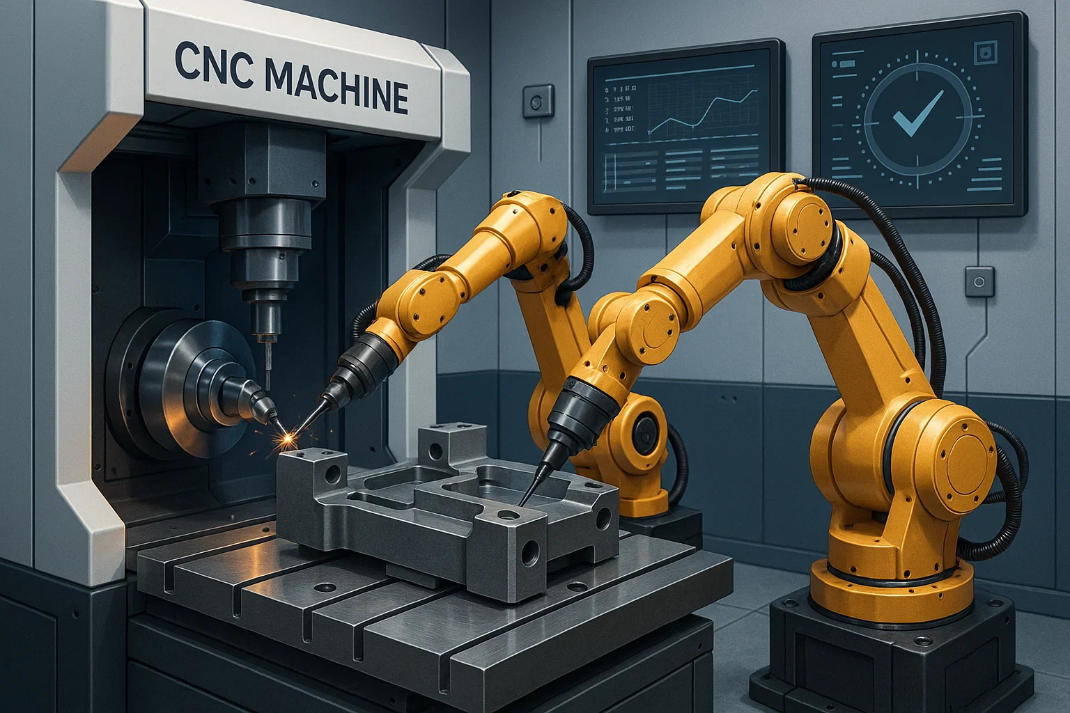 Automated CNC steel profiling system with robotics and AI technology representing the future of fabrication.