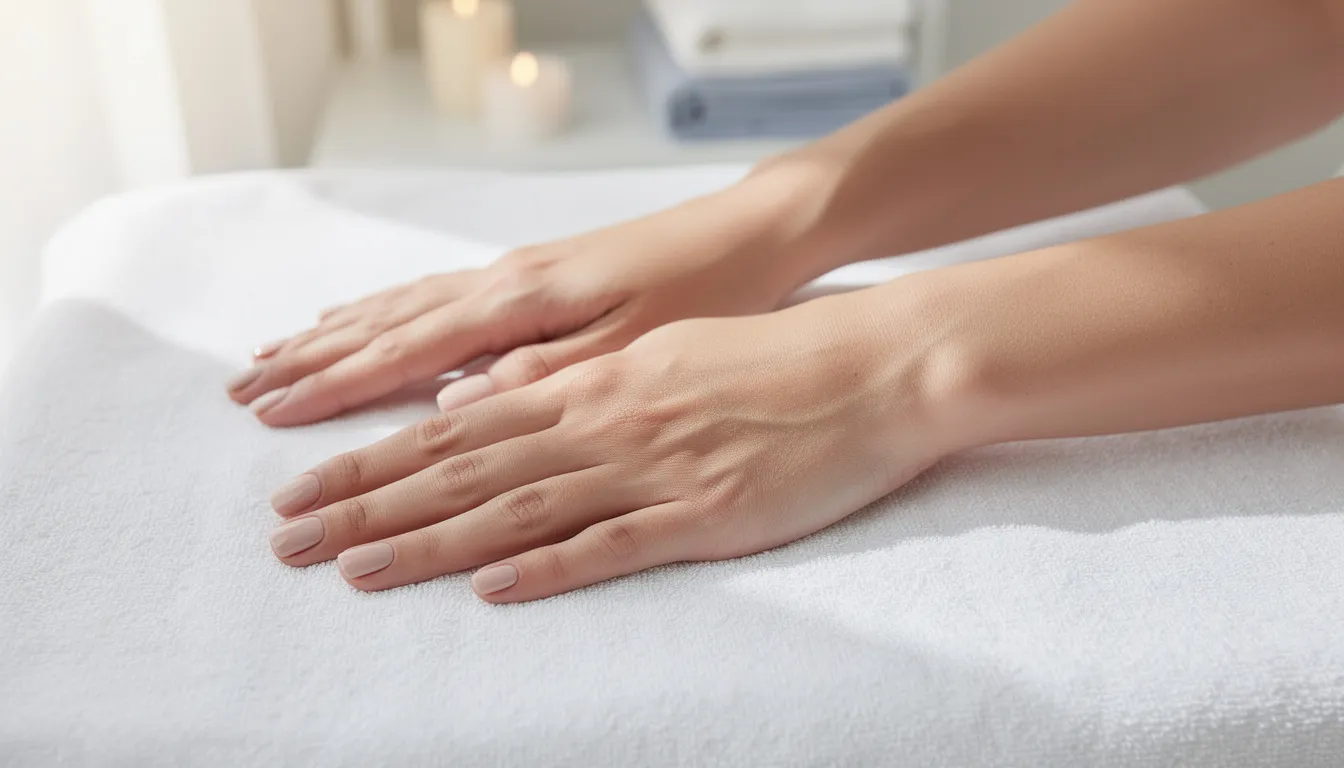 Na zdjęciu widać zadbane, gładkie stopy po profesjonalnym zabiegu pedicure, które prezentują zdrowy wygląd i doskonałą kondycję. Skórę stóp wyróżnia miękkość oraz brak zrogowaciałego naskórka, a paznokcie mają naturalną płytkę, co świadczy o skutecznej pielęgnacji.