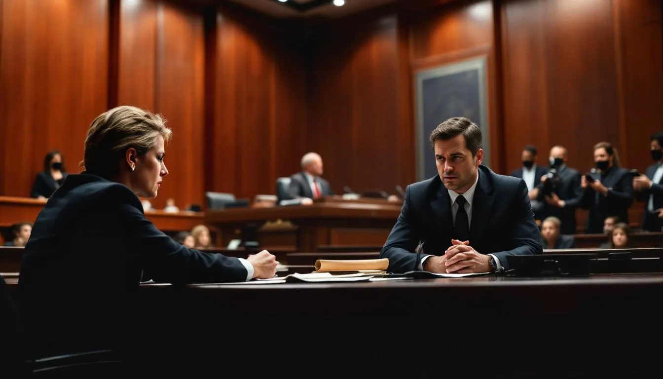 A representation of a courtroom scene where an Uber sexual assault lawsuit is being filed.