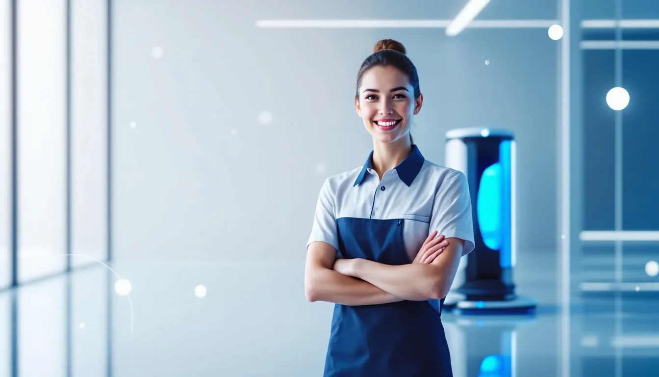 A professional cleaner from Delight International Facilities Management performing deep cleaning services.