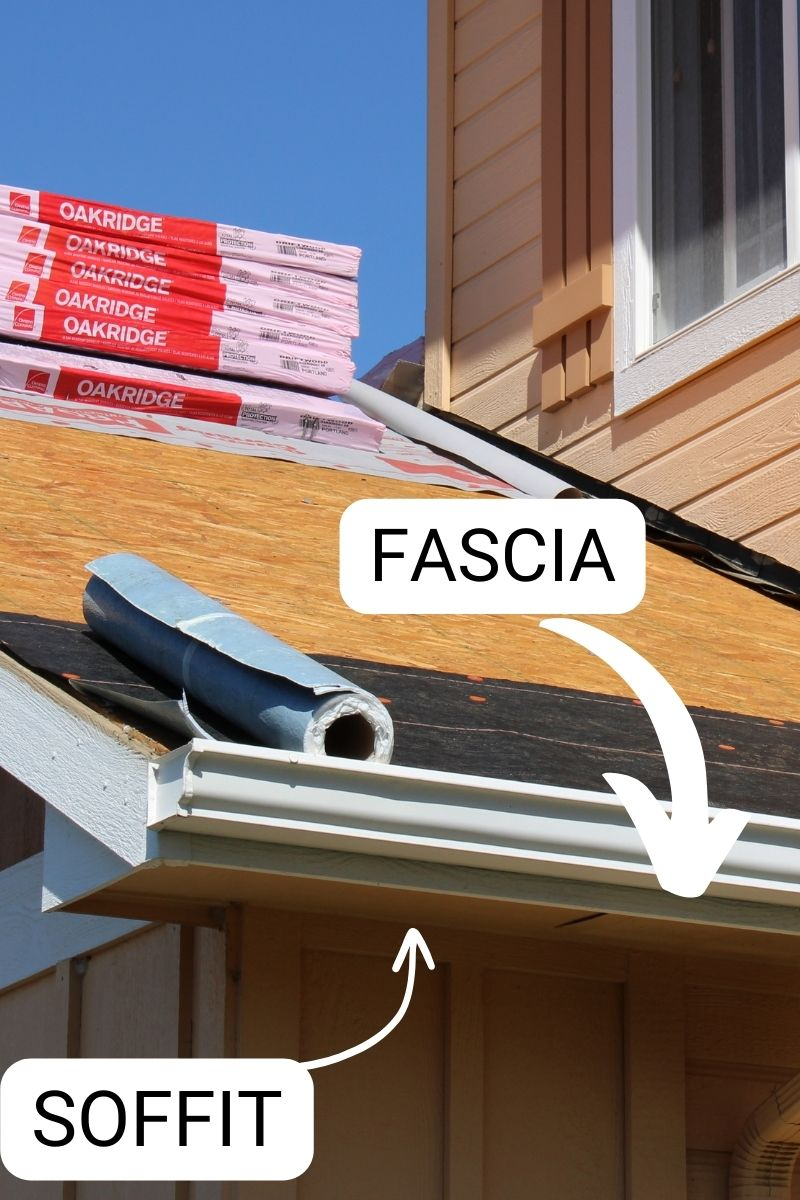 Fascia Board with gutters mounted on them and Soffit vent