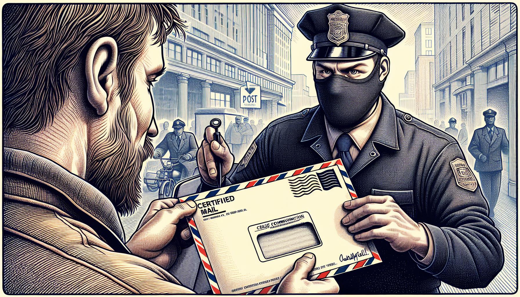 Illustration of a person sending a letter via certified mail