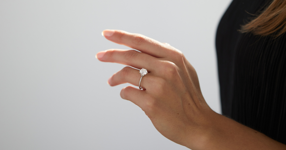 Clean Origin six-prong engagement ring.