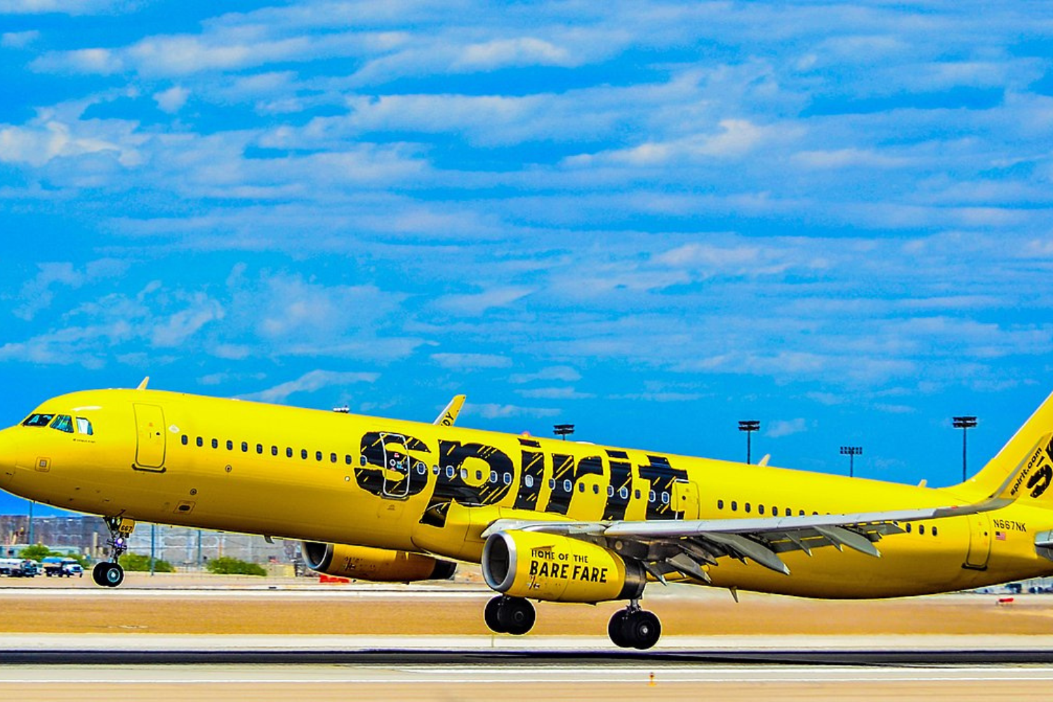 yellow spirit flight at the airport