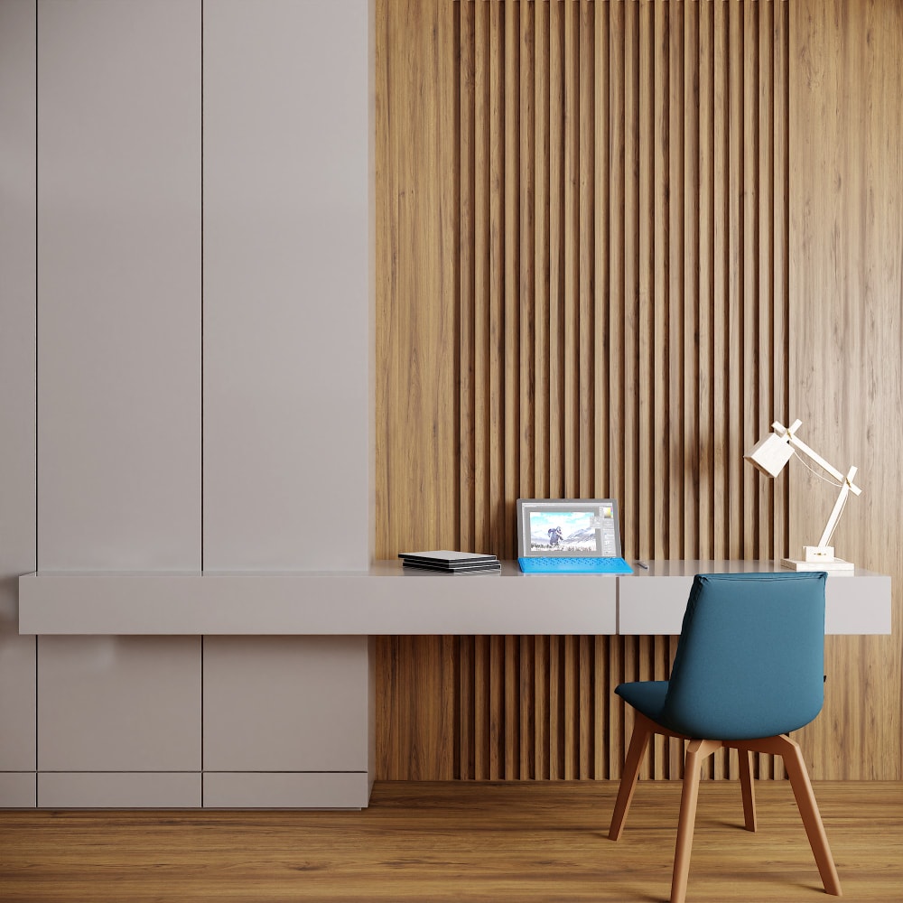 interior wood slat wall ideas for home office