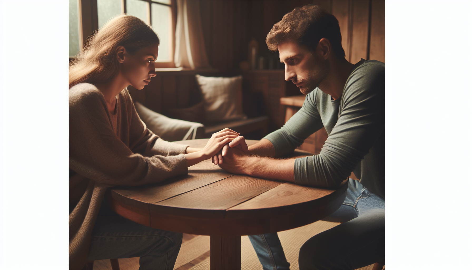 A man and a woman having a heart-to-heart conversation