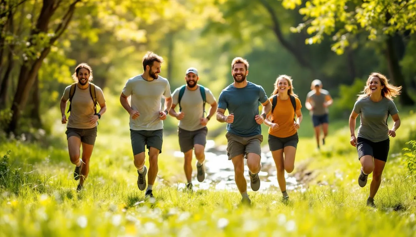 A group of colleagues engages in outdoor team building activities in a scenic natural setting, fostering collaboration and strengthening relationships. This exciting away day offers a perfect opportunity for employees to work closely, enhance communication skills, and enjoy meaningful experiences together.