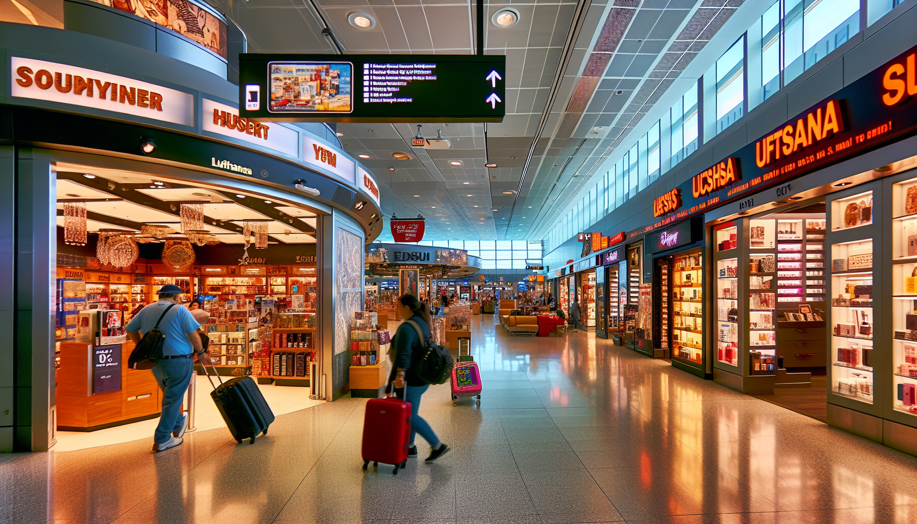 Duty-free shopping area near Lufthansa gates at JFK Terminal 1