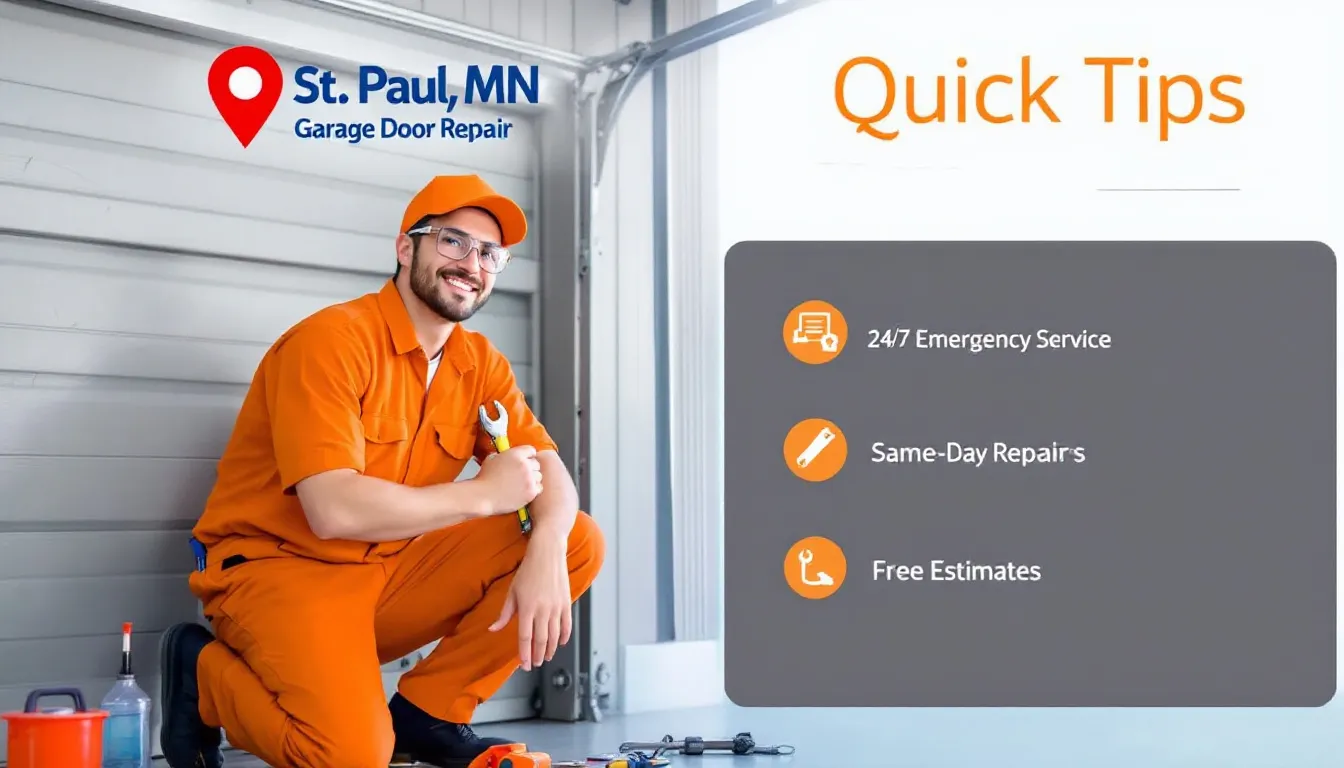 A technician performing immediate garage door repair services in St. Paul, MN.