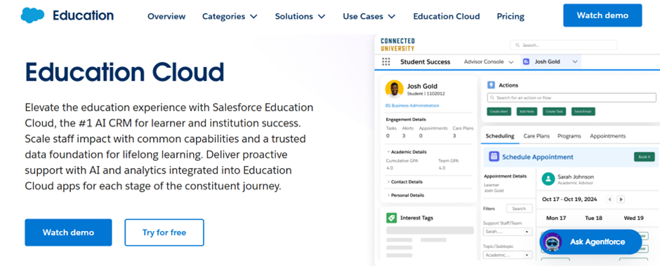 Salesforce education cloud - best enrollment management software for higher education