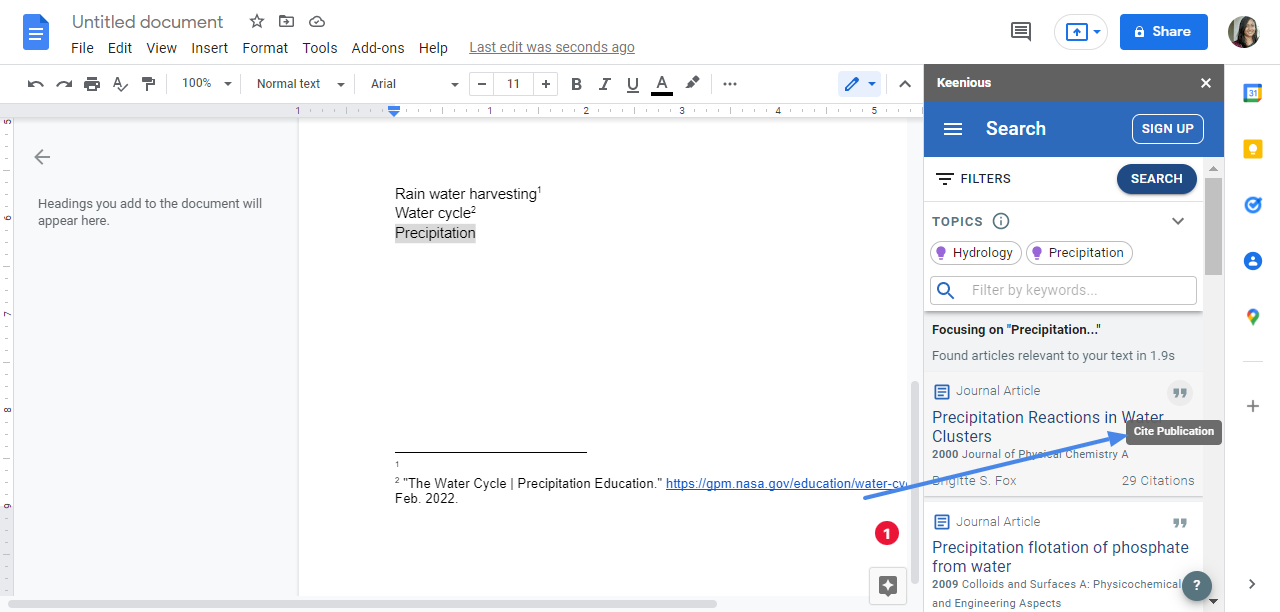 click on cite publication