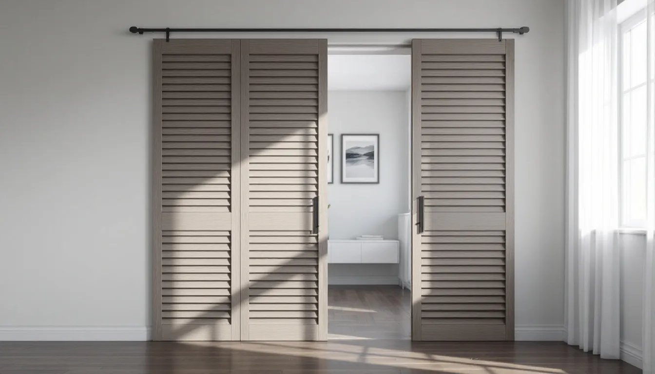 A space-saving design of sliding louver doors in a small room.