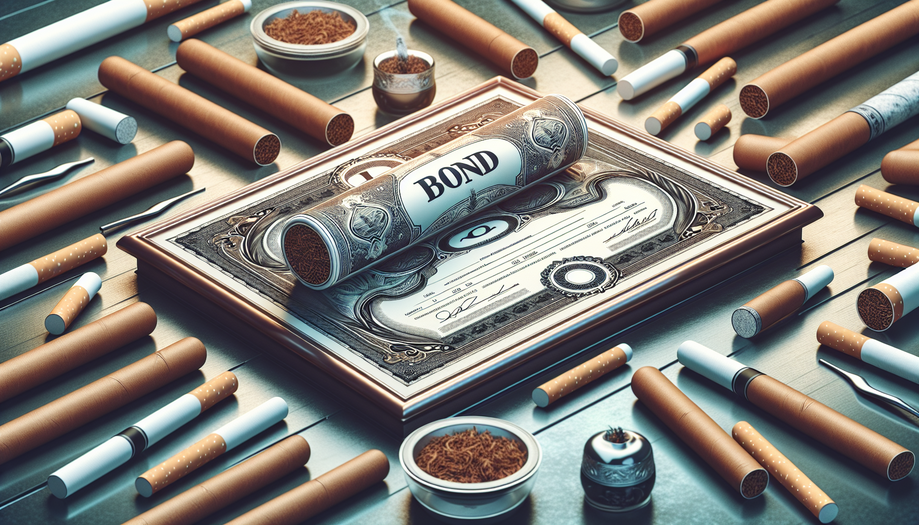 An illustration depicting the concept of cigarette tax surety bonds.