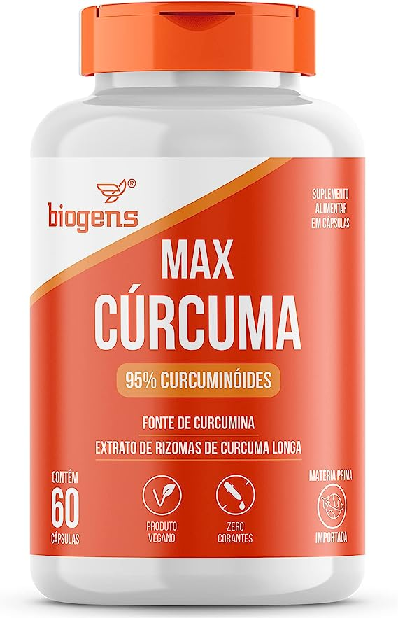 Cúrcuma em cápsulas da Biogens. Fonte da imagem: site oficial da marca.