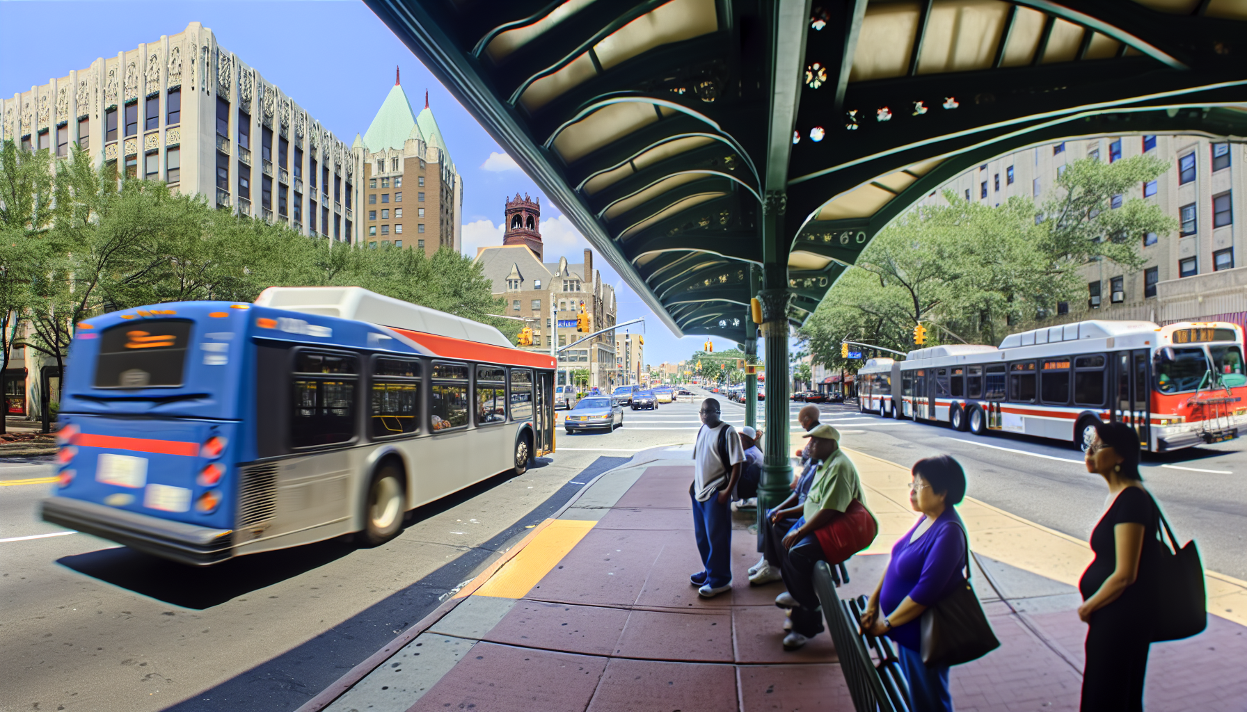 Bus stop in Newark