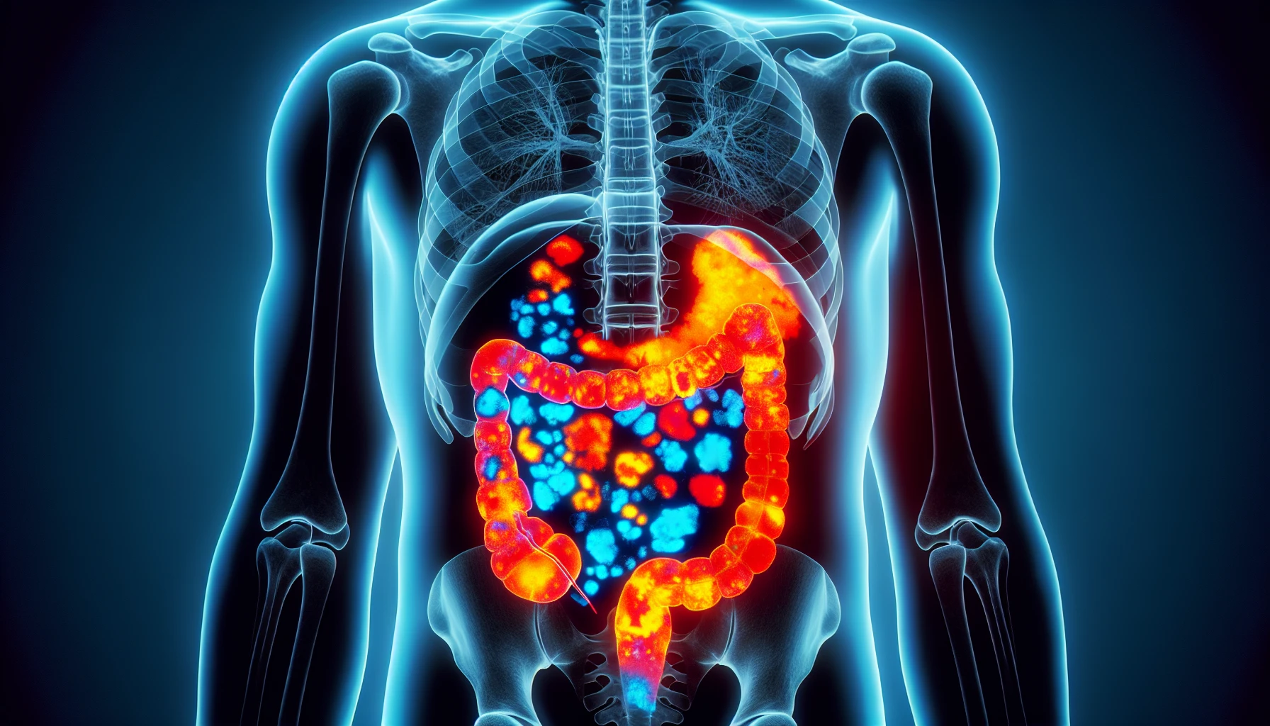 A PET scan image showing the metabolic activity in colorectal cancer cells