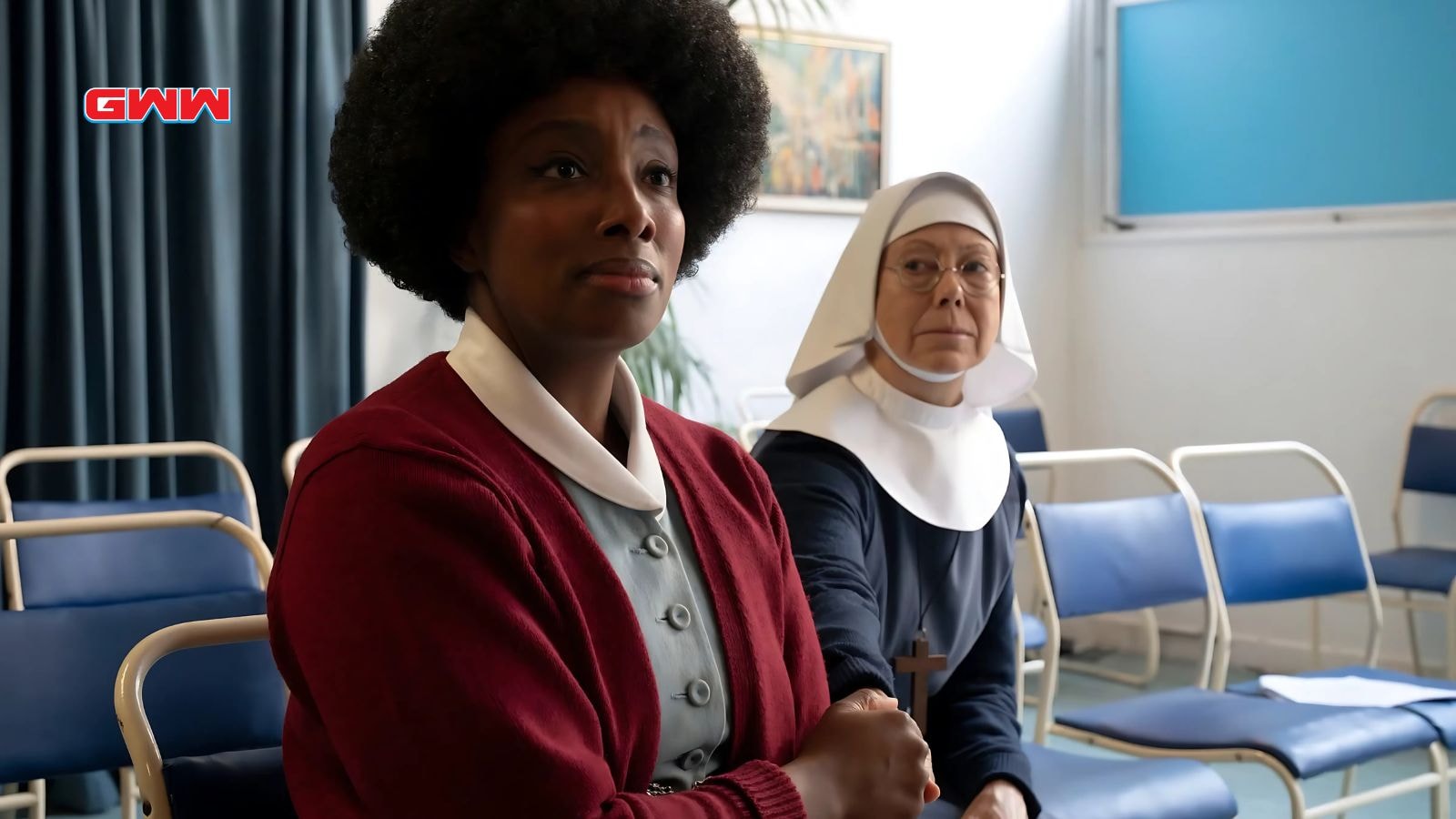 Renee Bailey as Joyce Highland and Jenny Agutter as Sister Julienne in Call the Midwife season 14