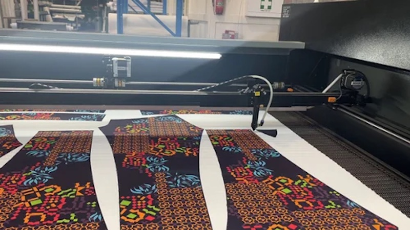 Laser cutting technology accurately creates complex fabric patterns.