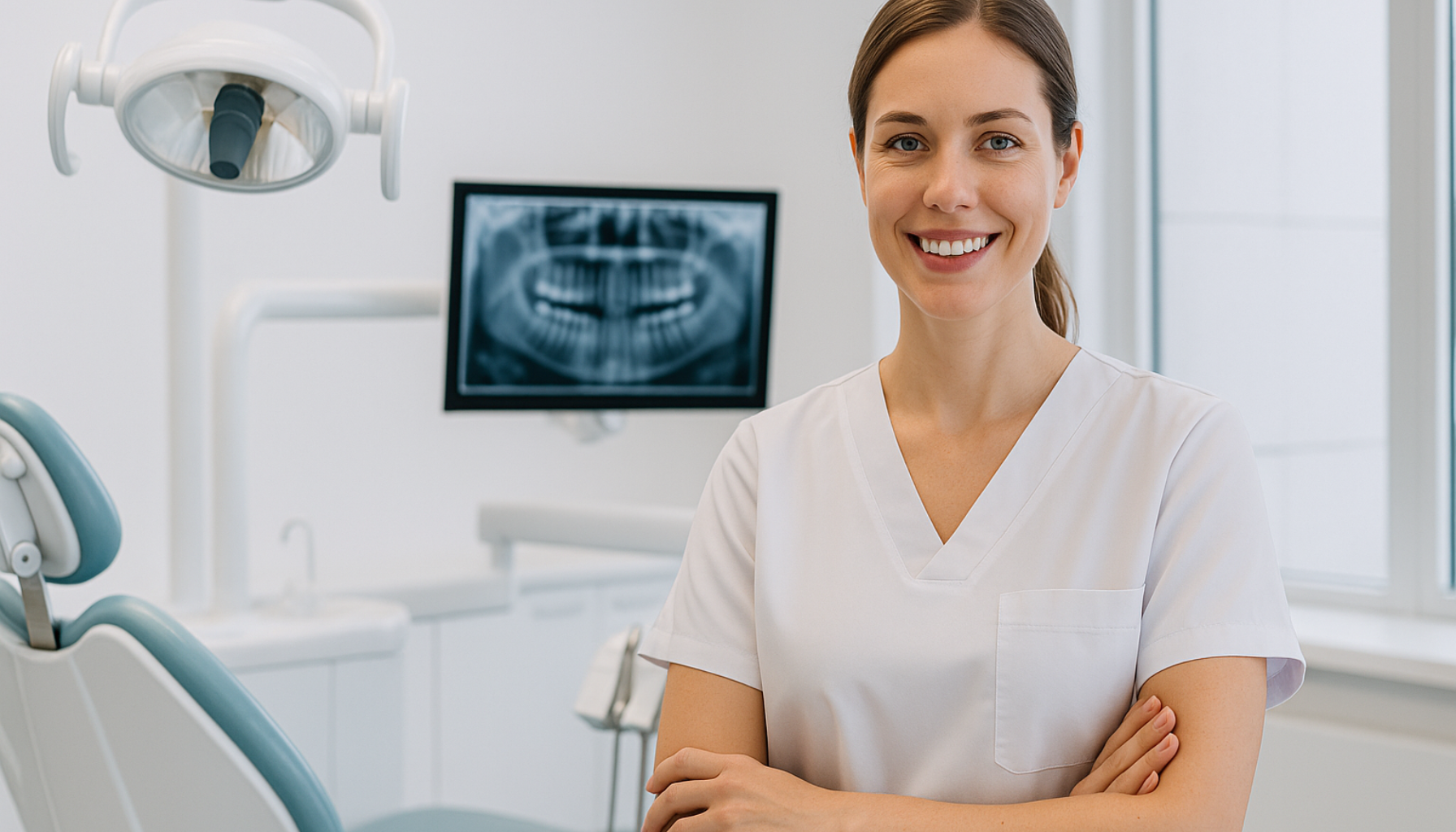 Tannlegesenteret: Der moderne teknologi møter trygg pasientomsorg 12 Tannlege smiler i moderne klinikk med behandlingsstol og røntgenbilde i bakgrunnen, som viser trygg og moderne tannbehandling. tannlegesenteret bergrådveien 13 gratis parkering tannlege oslo behandling mer moderne hos tannbehandling velkommen våre klinikken parkering gratis kontakt tannlegen allmenn flere lokaler dag tjenester mest dine tannleger trenger behov får team under dagen viser kommer behagelig time