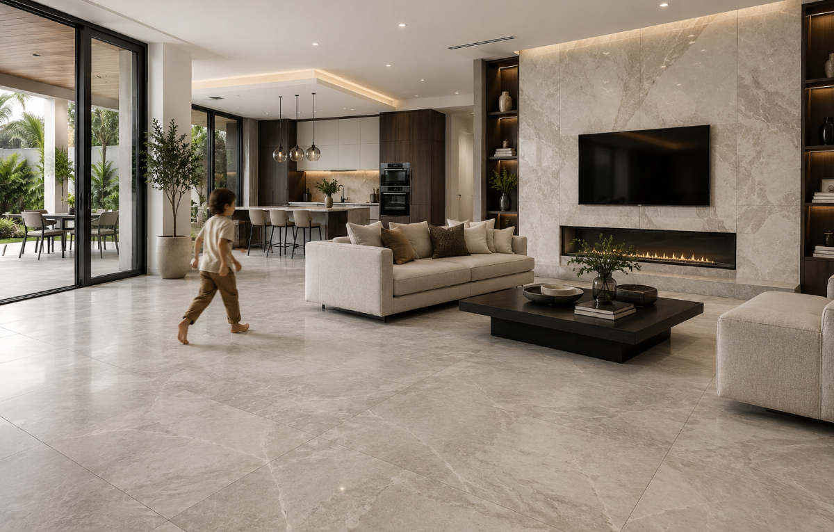 Porcelain floor tiles are the perfect addition to any living space