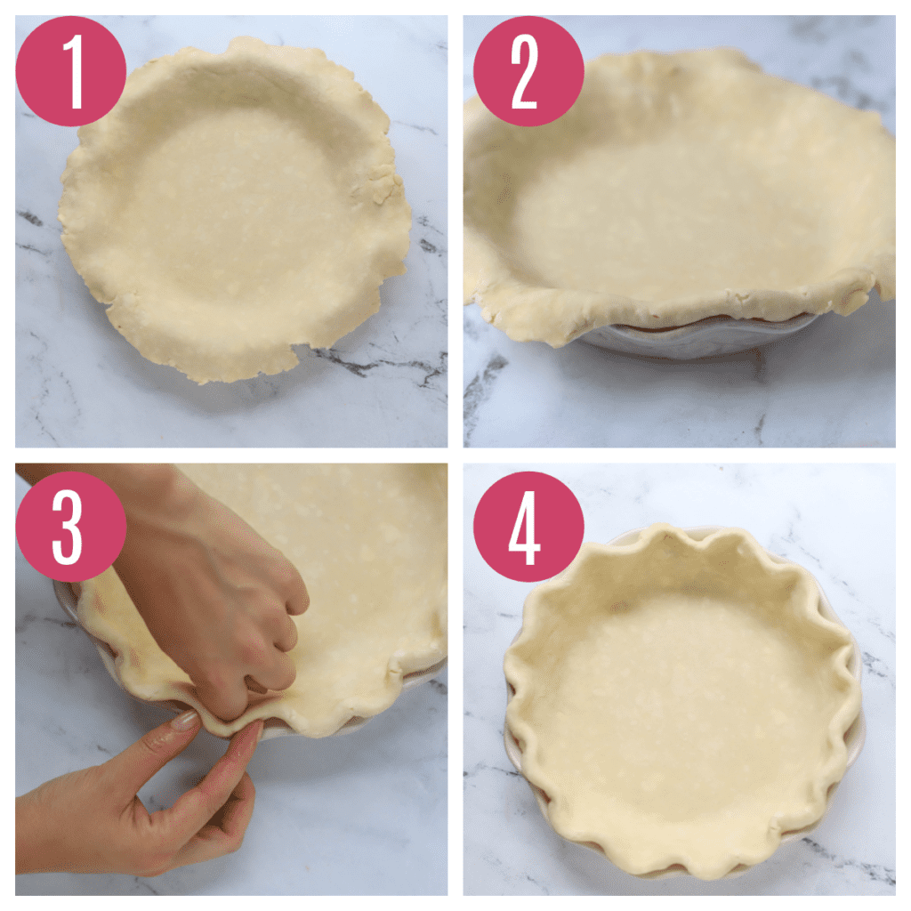 pie crust being assembled into pie plate