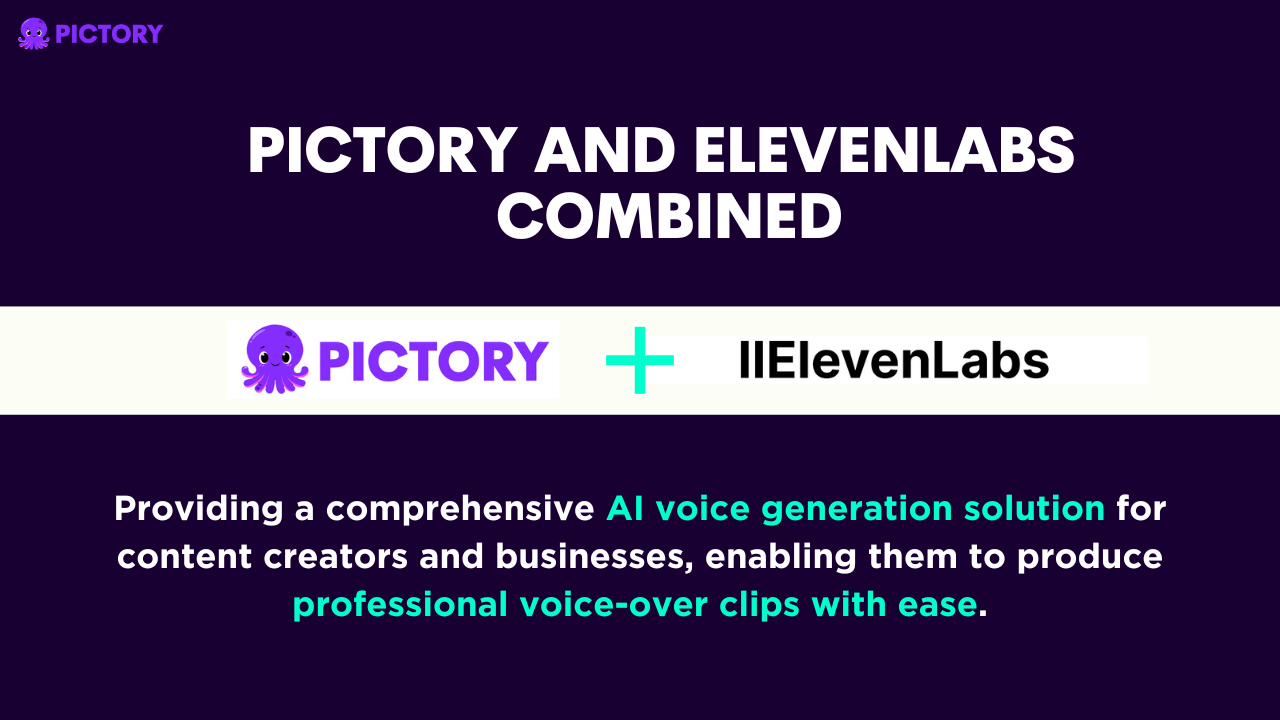Infographic showing the Pictory and ElevenLabs collaboration
