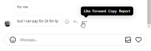 Instagram message box on the desktop