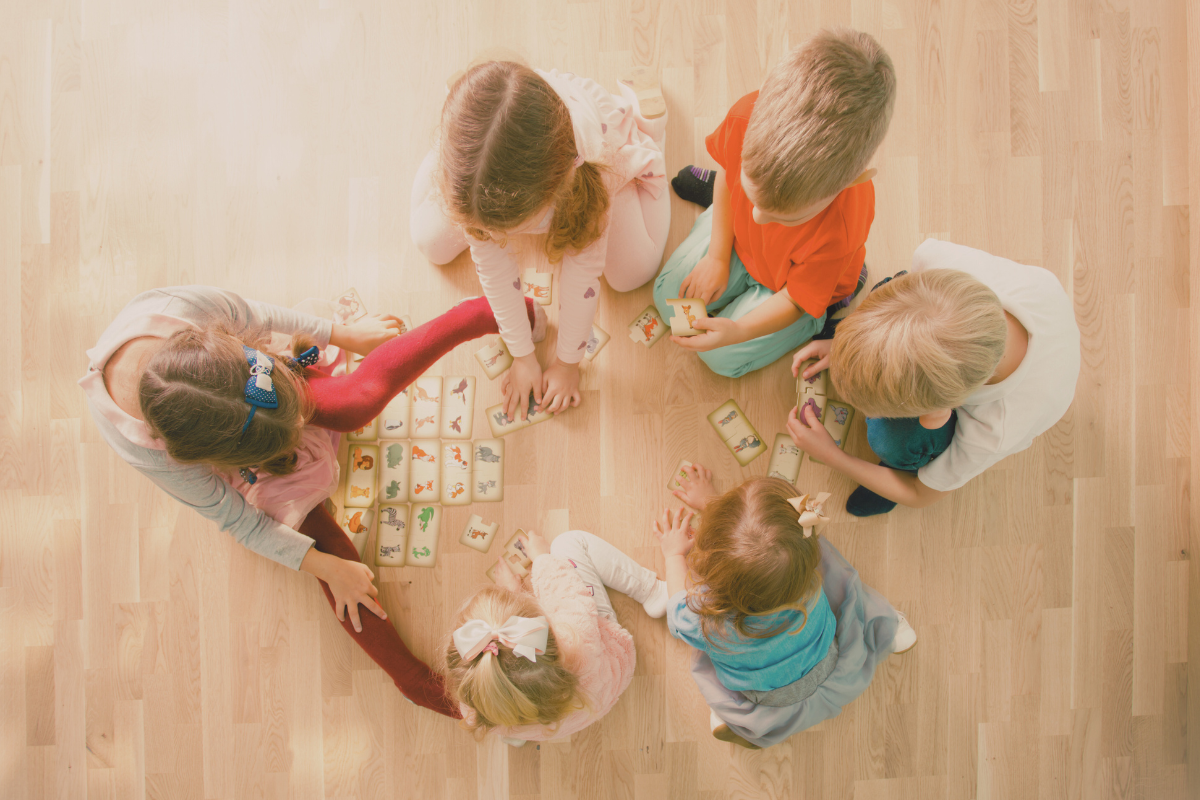 Children playing with puzzles