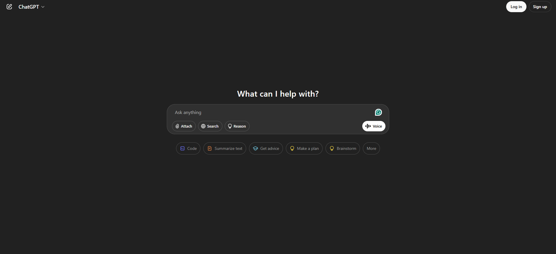 ChatGPT - homepage