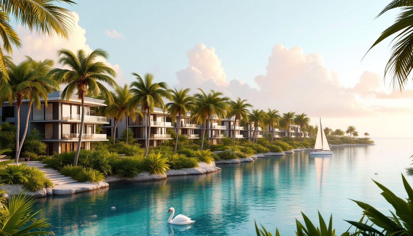 A beautiful view of Bacalar condos for sale overlooking the lagoon.