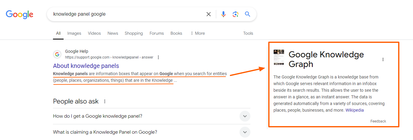example of Google knowledge panels