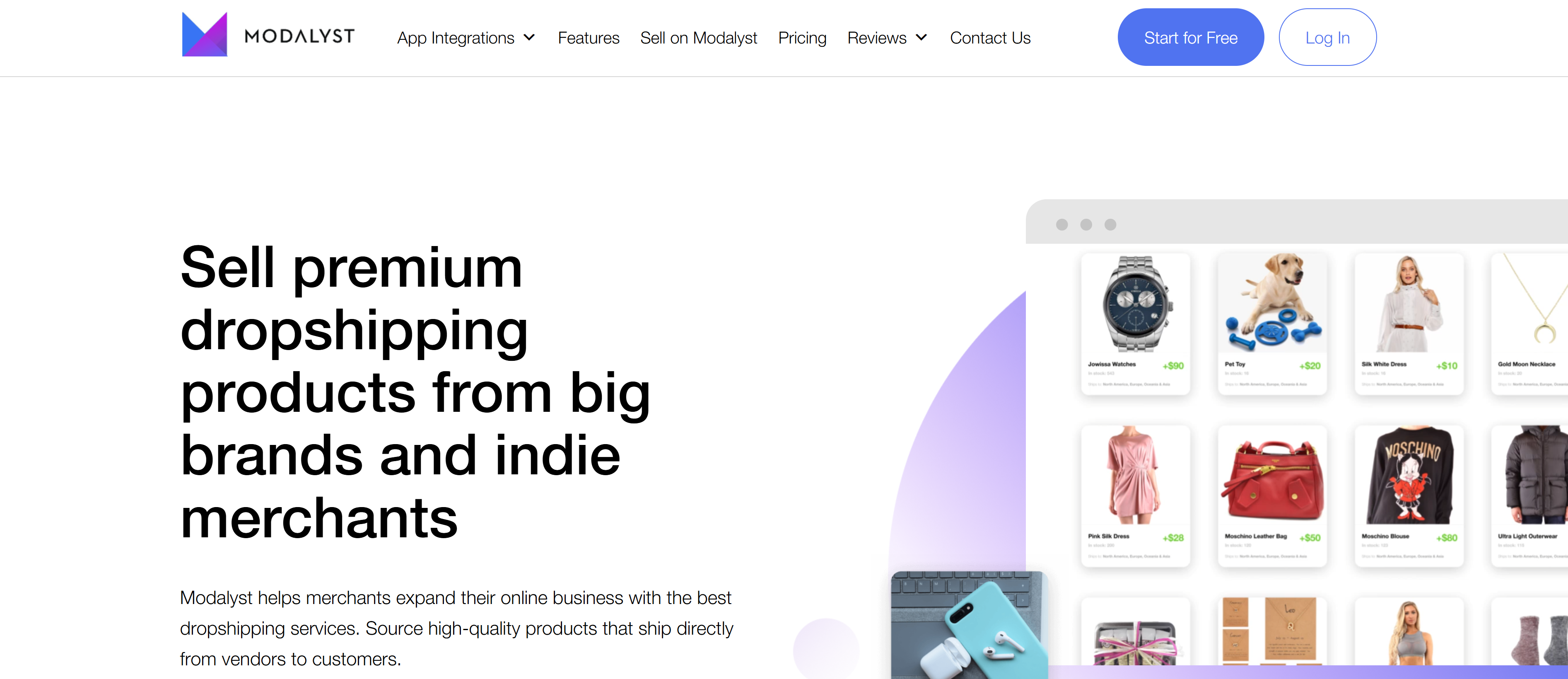 modalyst landing page screenshot