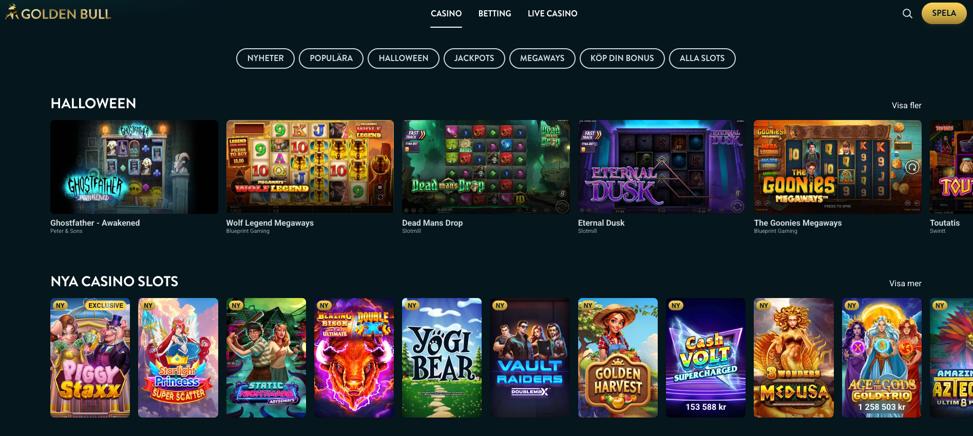 Golden bull är ett nytt online kasino