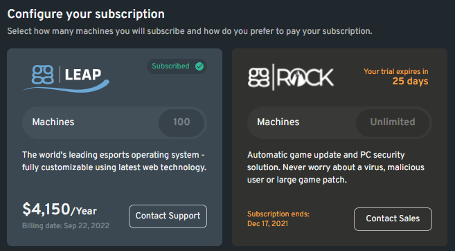 ggRock subscription can now be purchased in the web admin